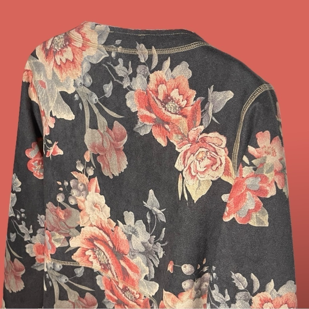 ANTHROPOLOGIE SOLITAIRE LONG FLORAL JACKET SIZE SMALL OR MED Brown Orange - Picture 8 of 16